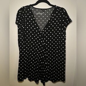 Lane Bryant Size 18/20 Black and White Polkadot Blouse
